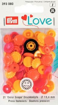 Prym Color Snaps Blumen Orange/Rot/Gelb 21St. Ø13,6 mm 393080